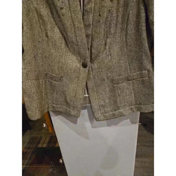 Coldwater Creek Women's Beaded Tweed Jacket Brown Size 18 Casual 3/4 Plus Boho - Picture 9 of 12